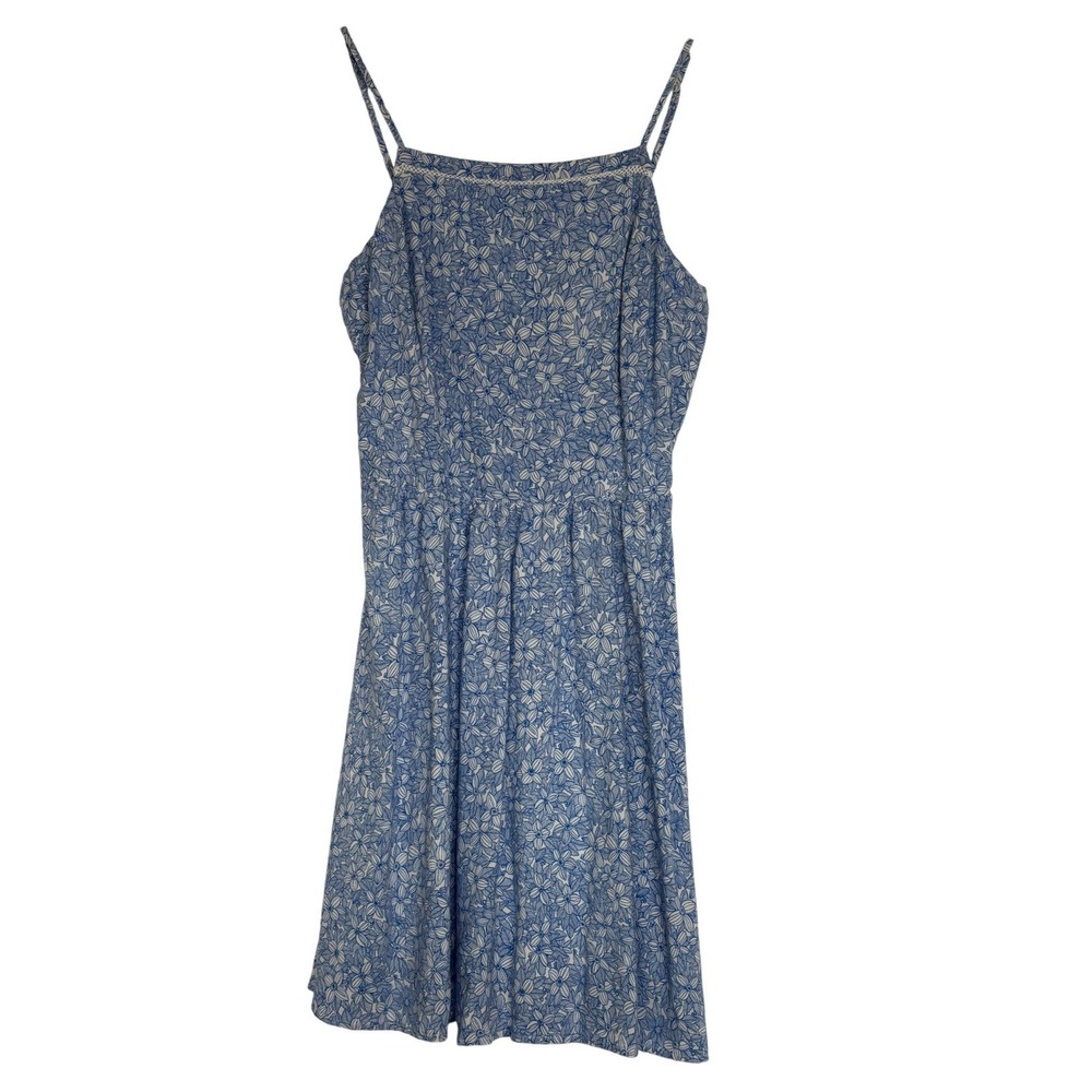 Blue Floral Spaghetti-Strap Dress
